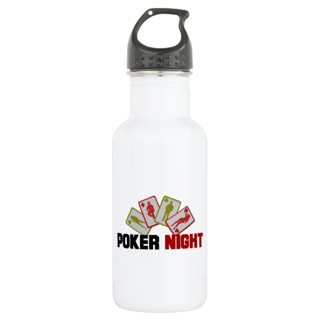 Poker Night with Playing Cards Stainless Steel Water Bottle (Front)