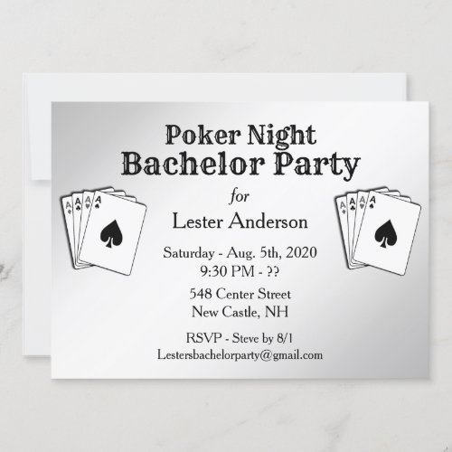 Poker Party Bachelor Party Invitation