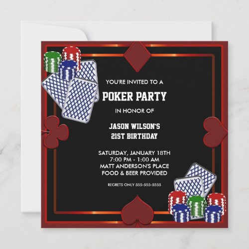 Poker Party Birthday Party Invitation