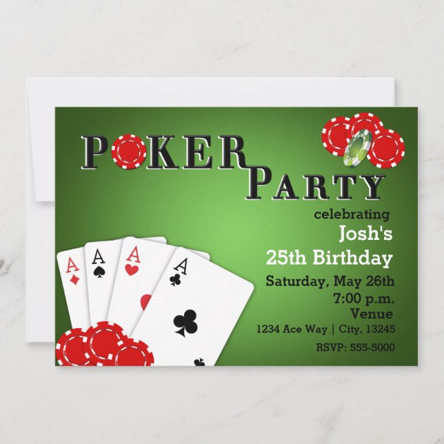 POKER PARTY Casino Game Birthday Invitations (Front)