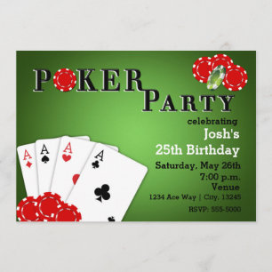 POKER PARTY Casino Game Birthday Invitations