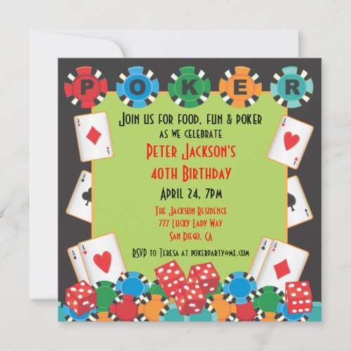 Poker party gambling invitation