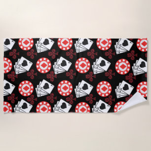 Poker Pattern Aces Crosses Playing Cards Trendy Beach Towel