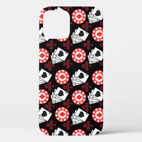 Poker Pattern Aces Crosses Playing Cards Trendy    iPhone 12 Case