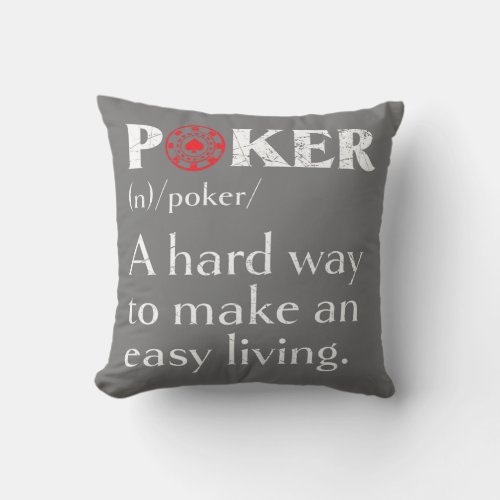 Poker Player Card Game Bluffing Casino Pot Poker  Throw Pillow