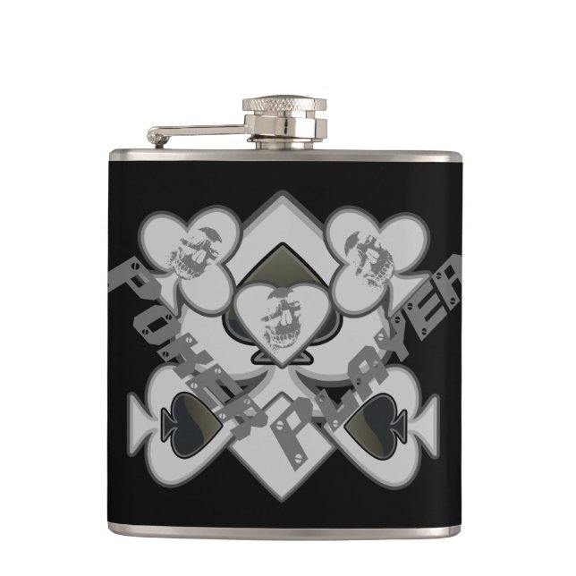 Poker Player Cool Custom Flask (Front)