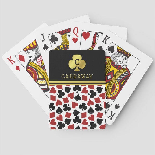 Poker Player Gambler Casino Card Suits Custom Name (Back)