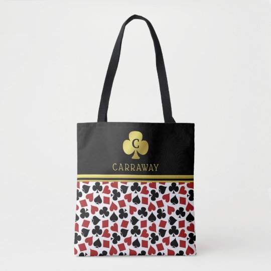 Casino Poker Pattern Print Leather Tote Bag main image 1