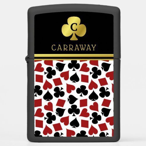 Poker Player Gambler Casino Card Suits Custom Name Zippo Lighter