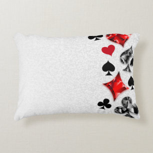 Poker Player Gambler Playing Card Suits Las Vegas Accent Pillow
