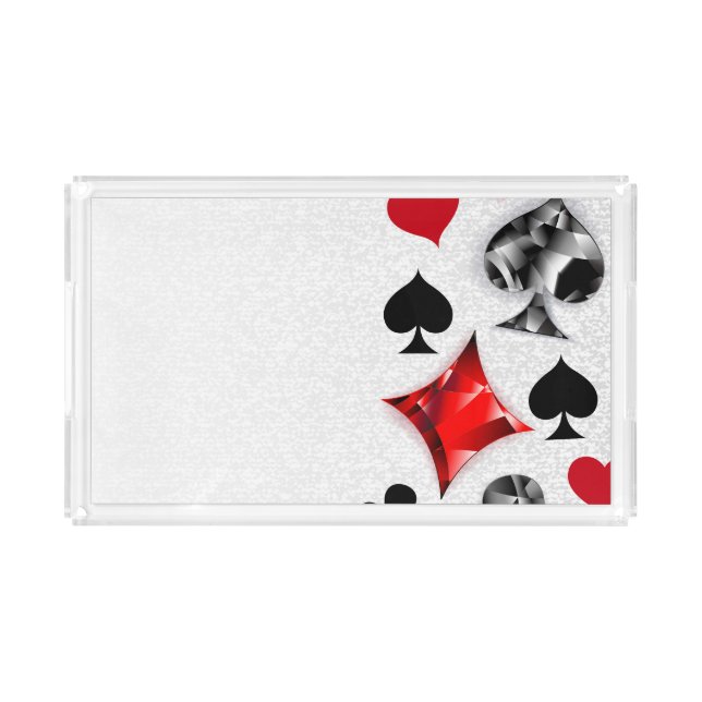 Poker Player Gambler Playing Card Suits Las Vegas Acrylic Tray (Front)