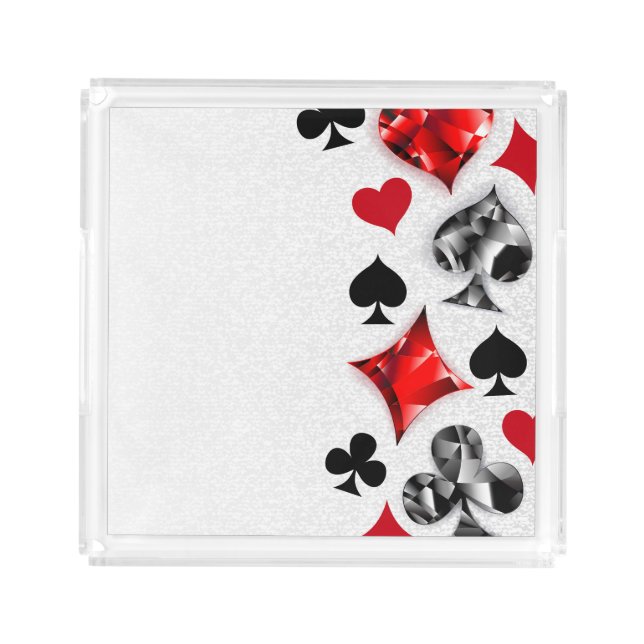 Poker Player Gambler Playing Card Suits Las Vegas Acrylic Tray (Front)