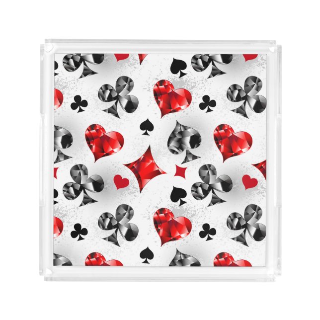 Poker Player Gambler Playing Card Suits Las Vegas Acrylic Tray (Front)