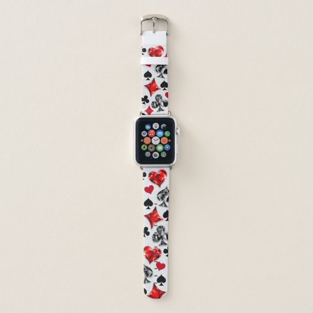 Poker Player Gambler Playing Card Suits Las Vegas Apple Watch Band (Front)