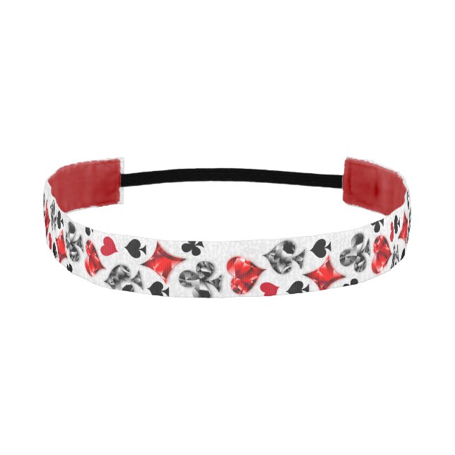 Poker Player Gambler Playing Card Suits Las Vegas Athletic Headband (Front)