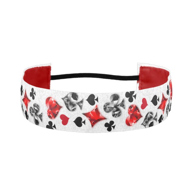 Poker Player Gambler Playing Card Suits Las Vegas Athletic Headband (Front)
