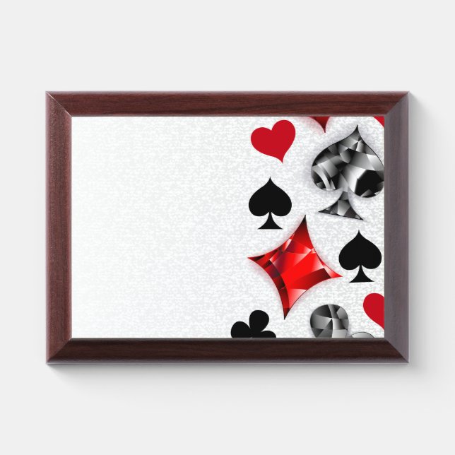 Poker Player Gambler Playing Card Suits Las Vegas Award Plaque (Horizontal)
