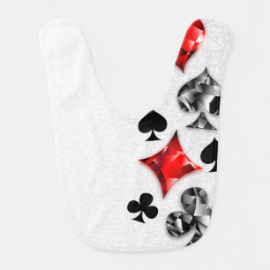 Poker Player Gambler Playing Card Suits Las Vegas Baby Bib