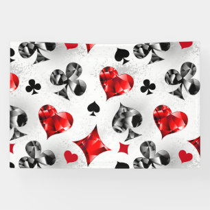 Poker Player Gambler Playing Card Suits Las Vegas Banner