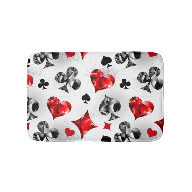 Poker Player Gambler Playing Card Suits Las Vegas Bath Mat (Front)