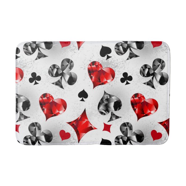 Poker Player Gambler Playing Card Suits Las Vegas Bath Mat (Front)
