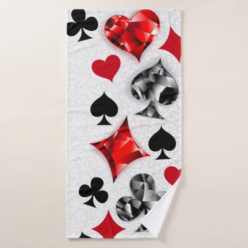Poker Player Gambler Playing Card Suits Las Vegas Bath Towel