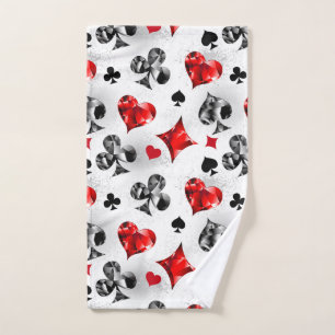 Poker Player Gambler Playing Card Suits Las Vegas Bath Towel Set