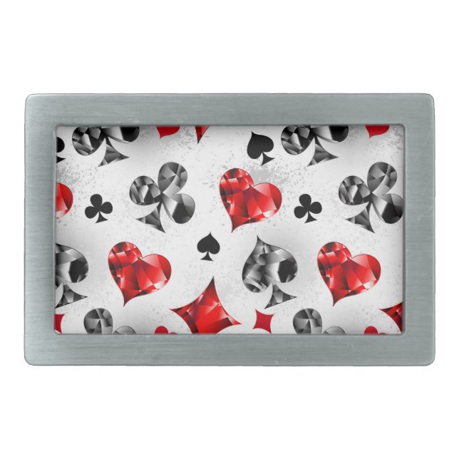 Poker Player Gambler Playing Card Suits Las Vegas Belt Buckle (Front)