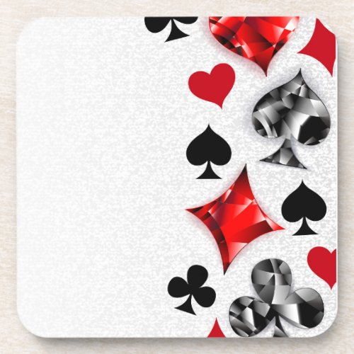 Poker Player Gambler Playing Card Suits Las Vegas Beverage Coaster