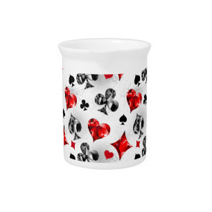 Poker Player Gambler Playing Card Suits Las Vegas Beverage Pitcher