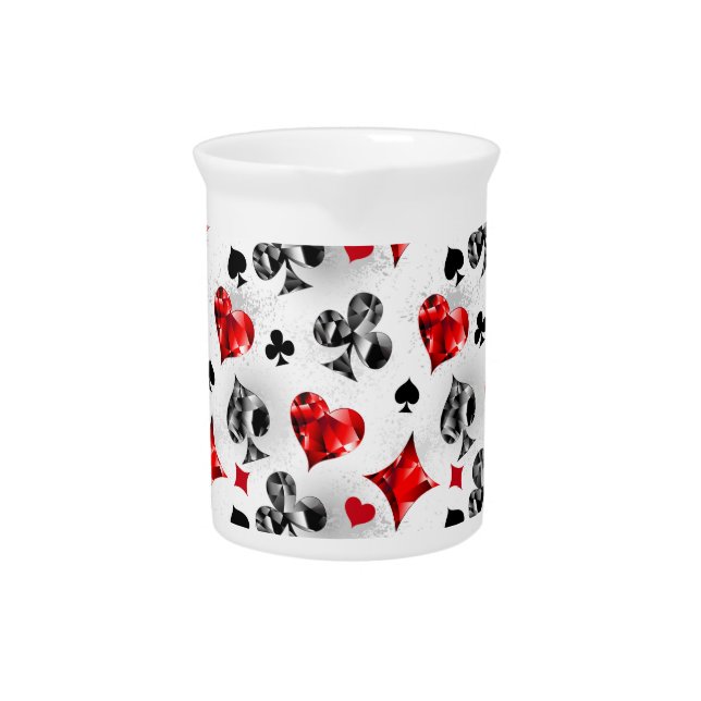 Poker Player Gambler Playing Card Suits Las Vegas Beverage Pitcher (Front)