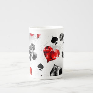 Poker Player Gambler Playing Card Suits Las Vegas Bone China Mug
