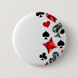 Poker Player Gambler Playing Card Suits Las Vegas Button