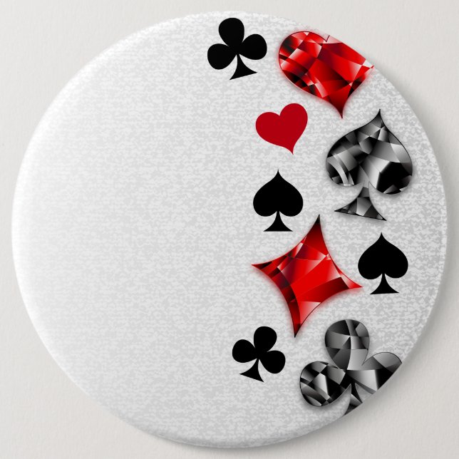 Poker Player Gambler Playing Card Suits Las Vegas Button (Front)
