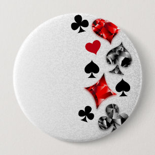 Poker Player Gambler Playing Card Suits Las Vegas Button