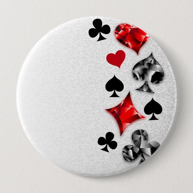Poker Player Gambler Playing Card Suits Las Vegas Button (Front)