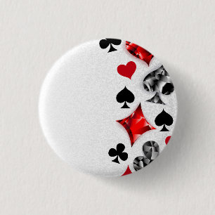 Poker Player Gambler Playing Card Suits Las Vegas Button