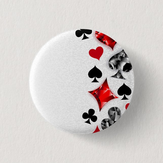 Poker Player Gambler Playing Card Suits Las Vegas Button (Front)