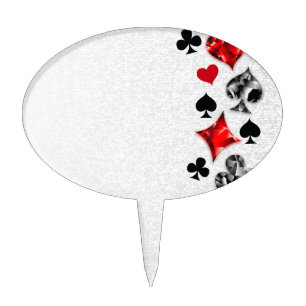 Poker Player Gambler Playing Card Suits Las Vegas Cake Topper