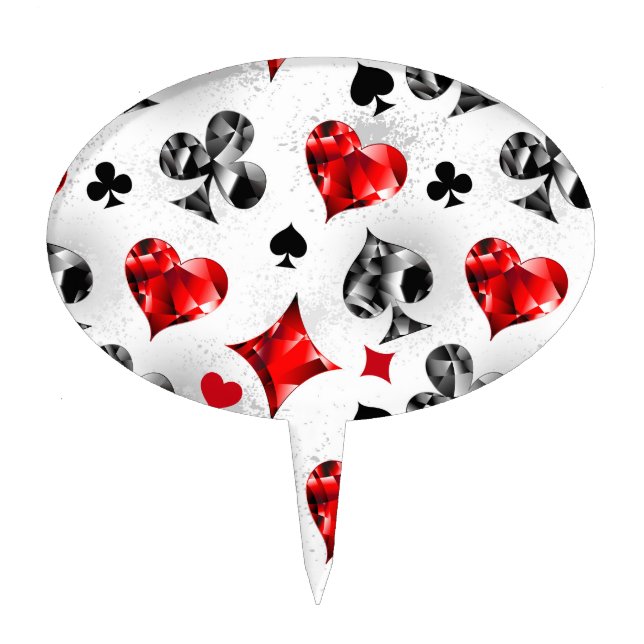 Poker Player Gambler Playing Card Suits Las Vegas Cake Topper (Front)