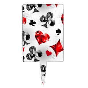 Poker Player Gambler Playing Card Suits Las Vegas Cake Topper