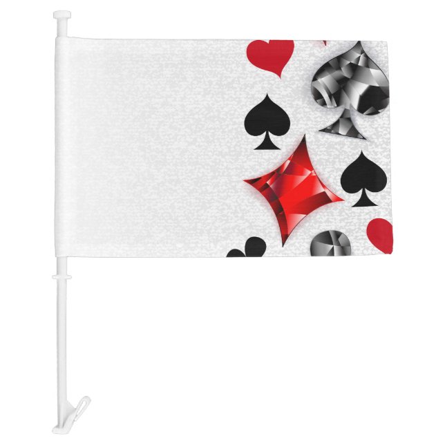 Poker Player Gambler Playing Card Suits Las Vegas Car Flag (Front)