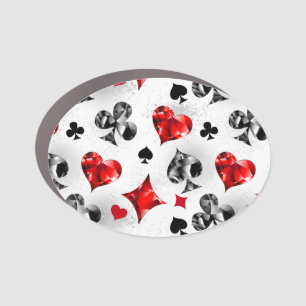 Poker Player Gambler Playing Card Suits Las Vegas Car Magnet