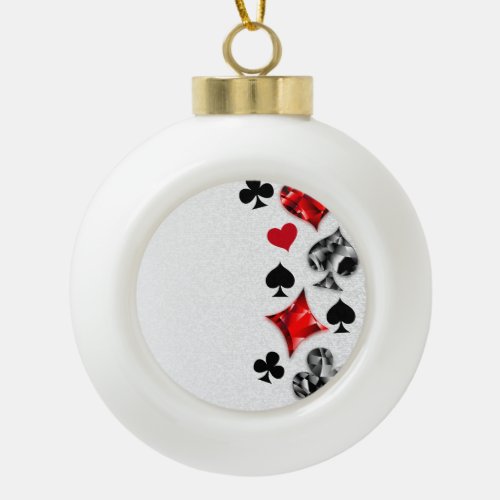 Poker Player Gambler Playing Card Suits Las Vegas Ceramic Ball Christmas Ornament