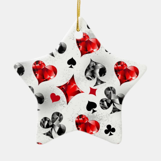 Poker Player Gambler Playing Card Suits Las Vegas Ceramic Ornament (Front)