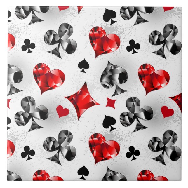 Poker Player Gambler Playing Card Suits Las Vegas Ceramic Tile (Front)
