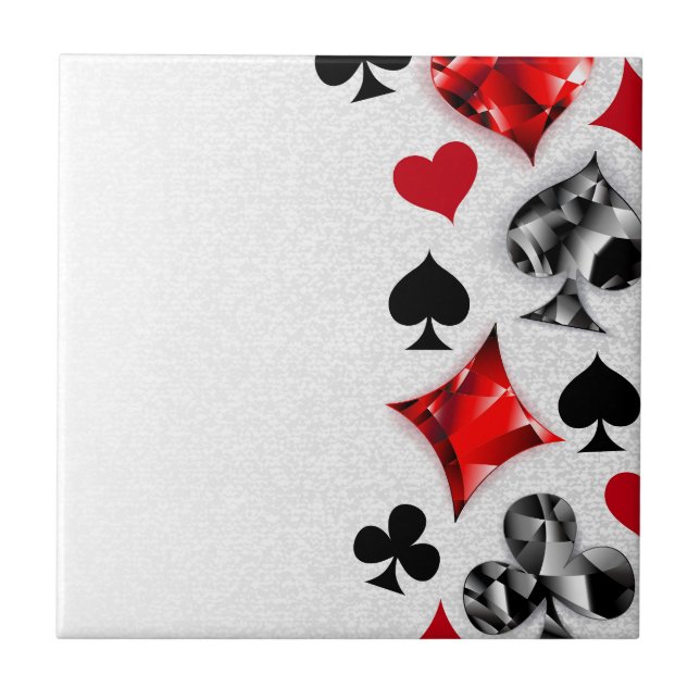 Poker Player Gambler Playing Card Suits Las Vegas Ceramic Tile (Front)
