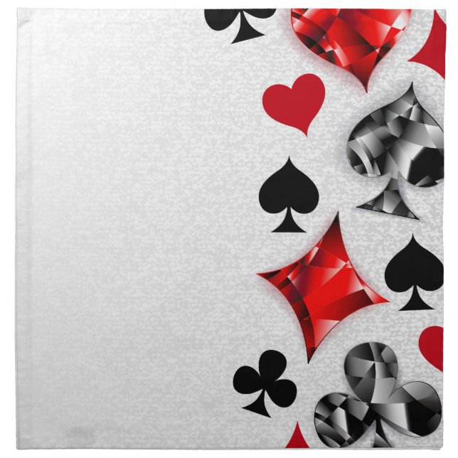 Poker Player Gambler Playing Card Suits Las Vegas Cloth Napkin (Front)