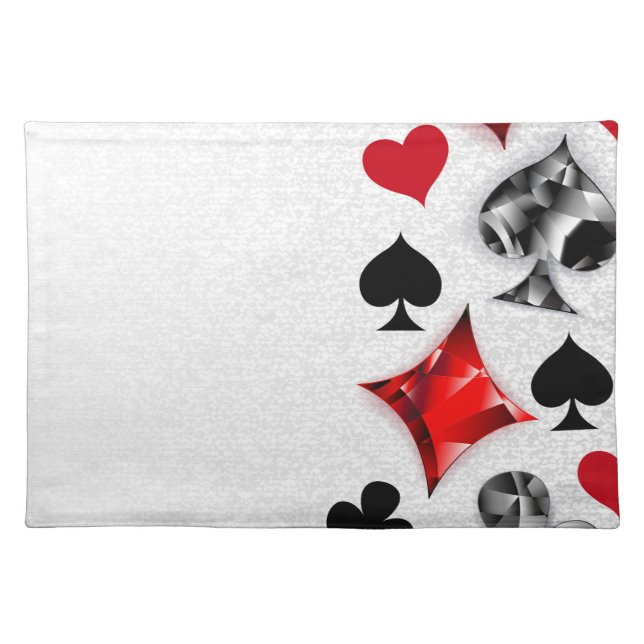 Poker Player Gambler Playing Card Suits Las Vegas Cloth Placemat (Front)
