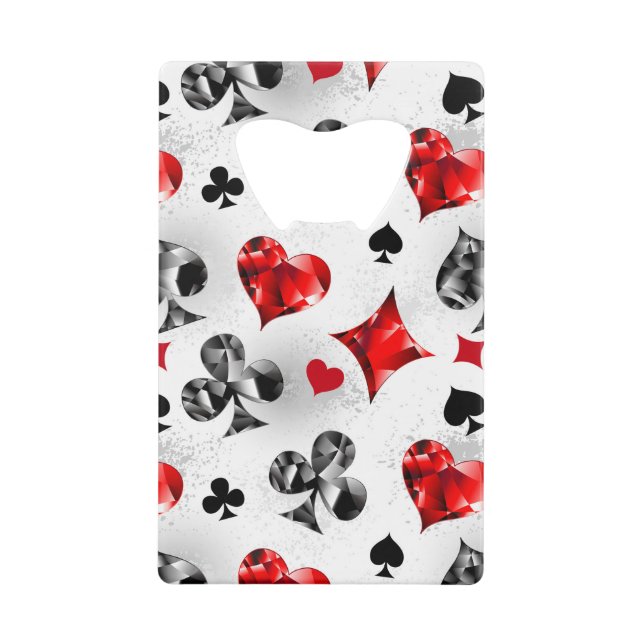 Poker Player Gambler Playing Card Suits Las Vegas Credit Card Bottle Opener (Front)